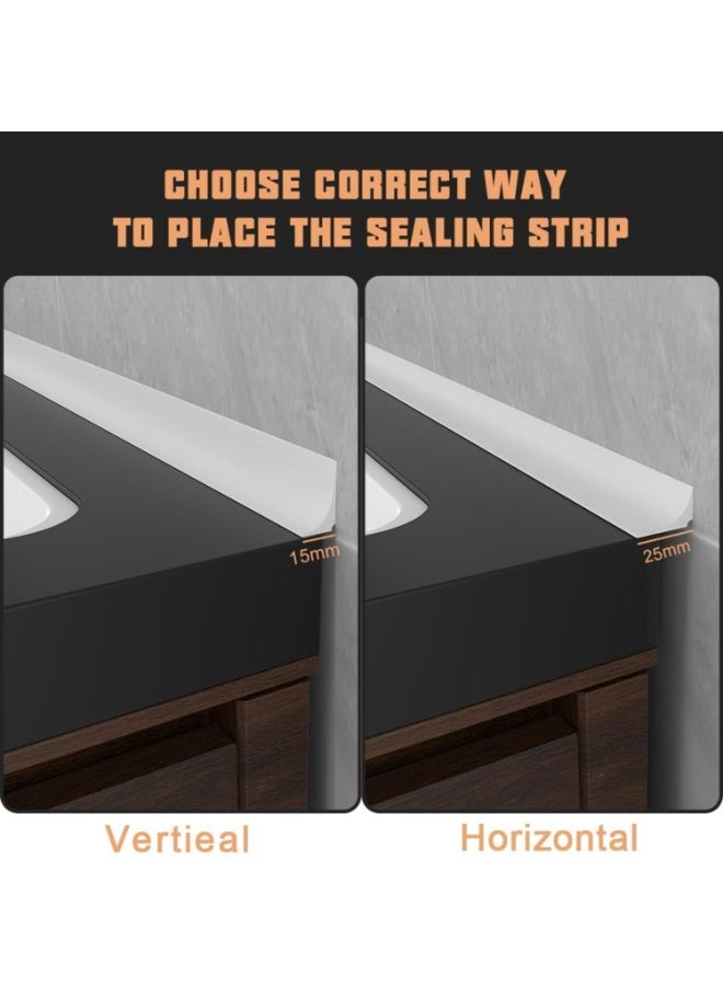 FAYET 2M Silicone Shower Water Stopper Strip, Self-Adhesive Bath and Kitchen Countertop Sealing Trim, Waterproof Floor Flood Barrier(black and white) - Image 5